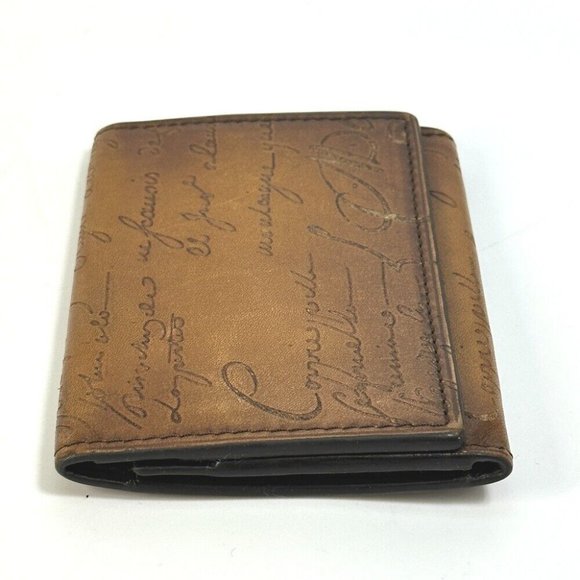 Berluti Cali Graffiti Pass case name card holder Card Case Leather Brown - Picture 12 of 12